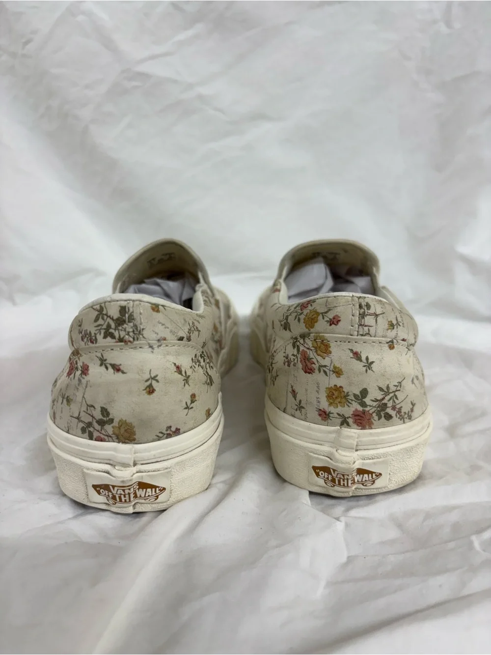 Vans Cream/Floral Print Canvas Slip-On Sneakers | Women Size 5.5